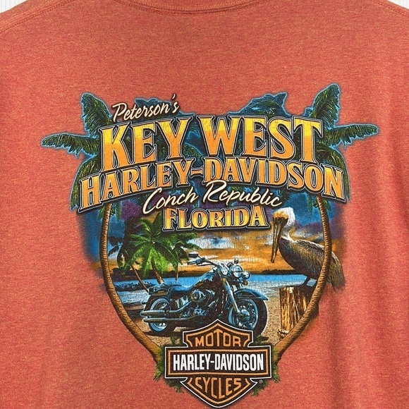 Harley Davidson - Key West Conch Republic Palm Tree & Pelicans Harley T Shirt LG - Picture 8 of 8